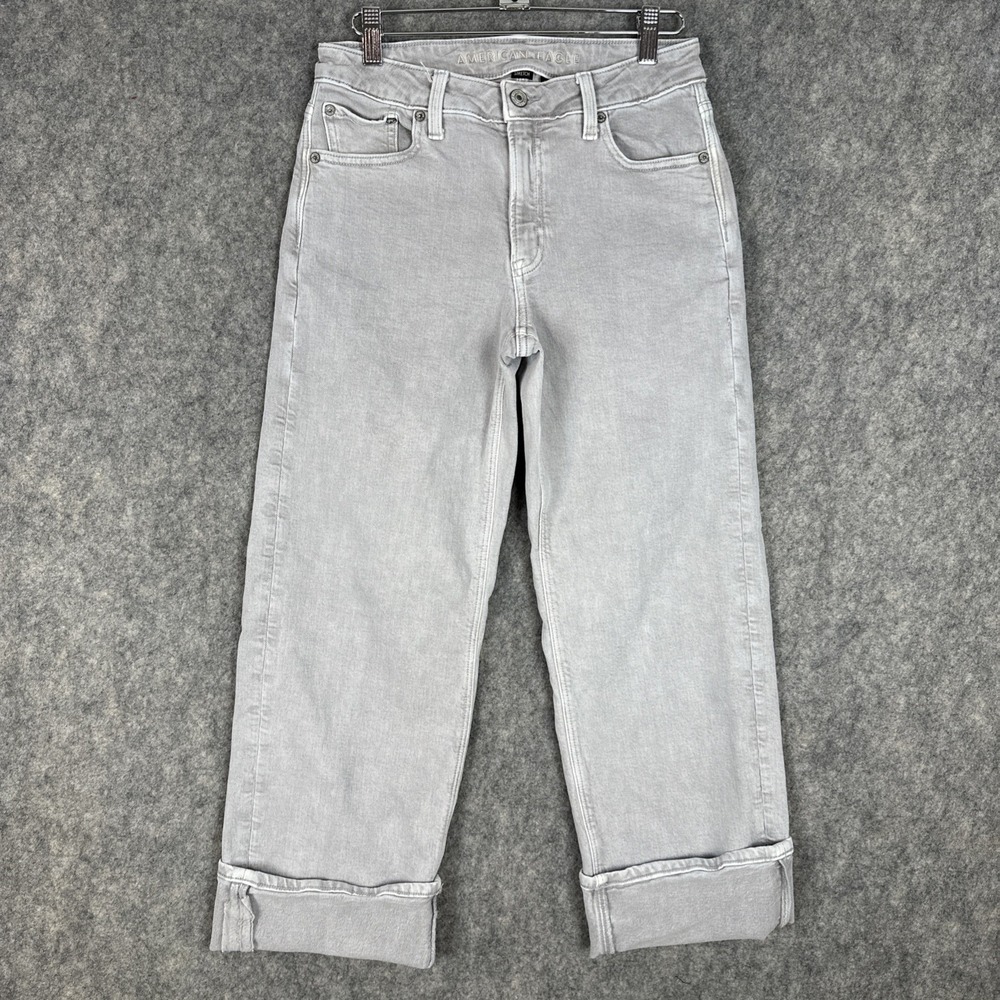 American Eagle Stovepipe Jeans Womens 00 Regular Gray Hippie Baggy Cuff Stretch